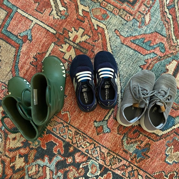 Little boys two pairs of New Balance sneakers and bonus pair of disco rain boots - Picture 2 of 3